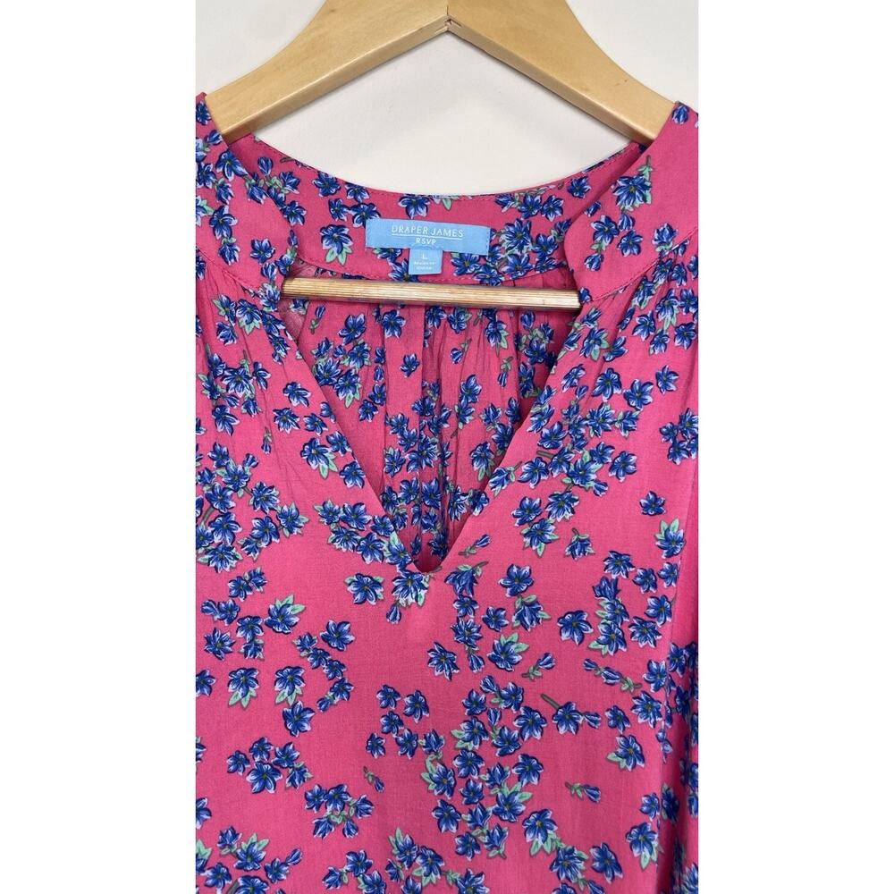 Draper James RSVL Floral Smocked Preppy Cottagecore Mini Dress Pink Blue Large L - Picture 3 of 11